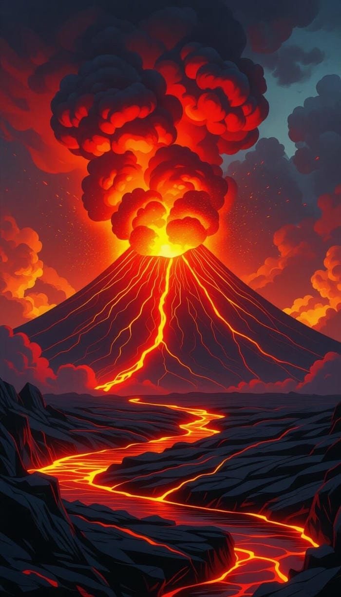 ảnh nền núi lửa đỏ rực mạnh mẽ