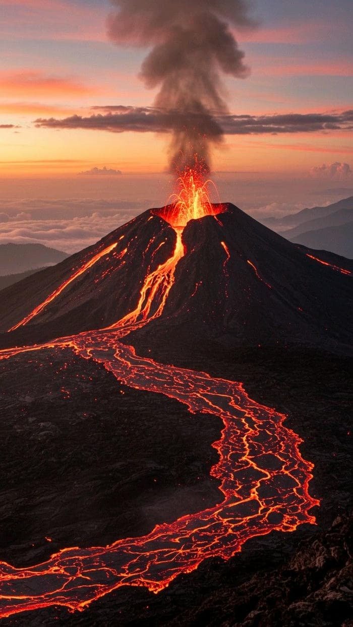 ảnh nền núi lửa đỏ rực nóng bỏng