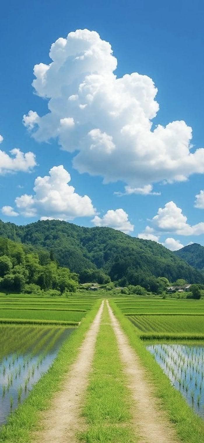 ảnh nền phong cảnh đồng quê cánh đồng mênh