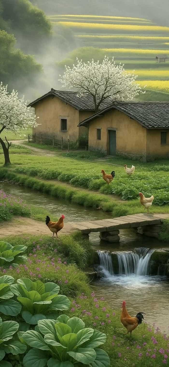 ảnh nền phong cảnh đồng quê cảnh làng quê