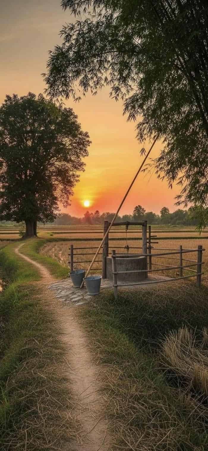 ảnh nền phong cảnh đồng quê nắng chan hòa