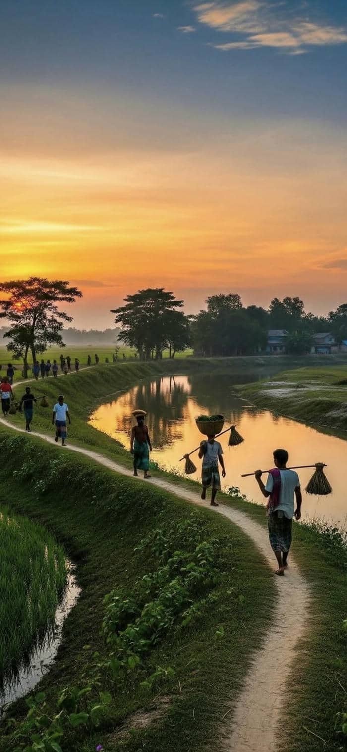 ảnh nền phong cảnh đồng quê người dân lao động