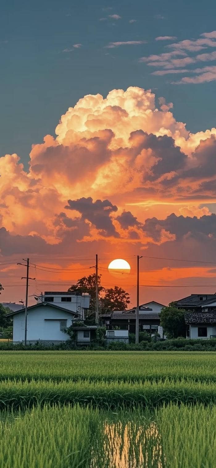 ảnh nền phong cảnh đồng quê từng thửa ruộng