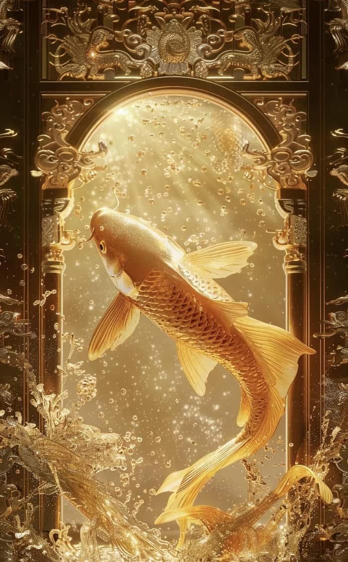ảnh phong thuỷ cá chép vượt vũ môn cuốn hút