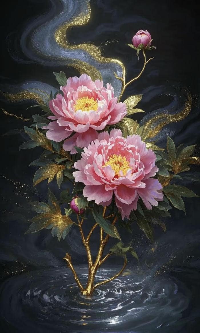 ảnh phong thuỷ hoa mẫu đơn nổi bật