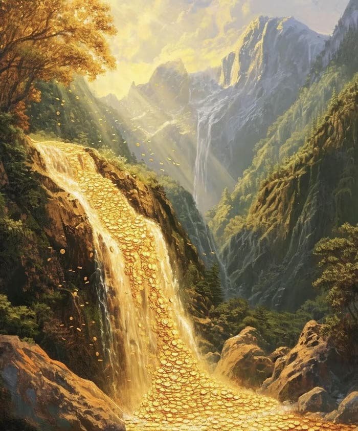 ảnh phong thuỷ nước chảy tài lộc đơn giản