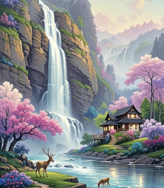 ảnh phong thủy sơn thủy bình an