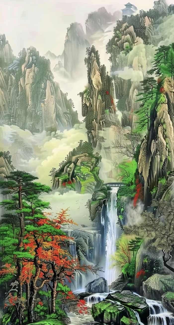 ảnh phong thủy sơn thủy tài vận