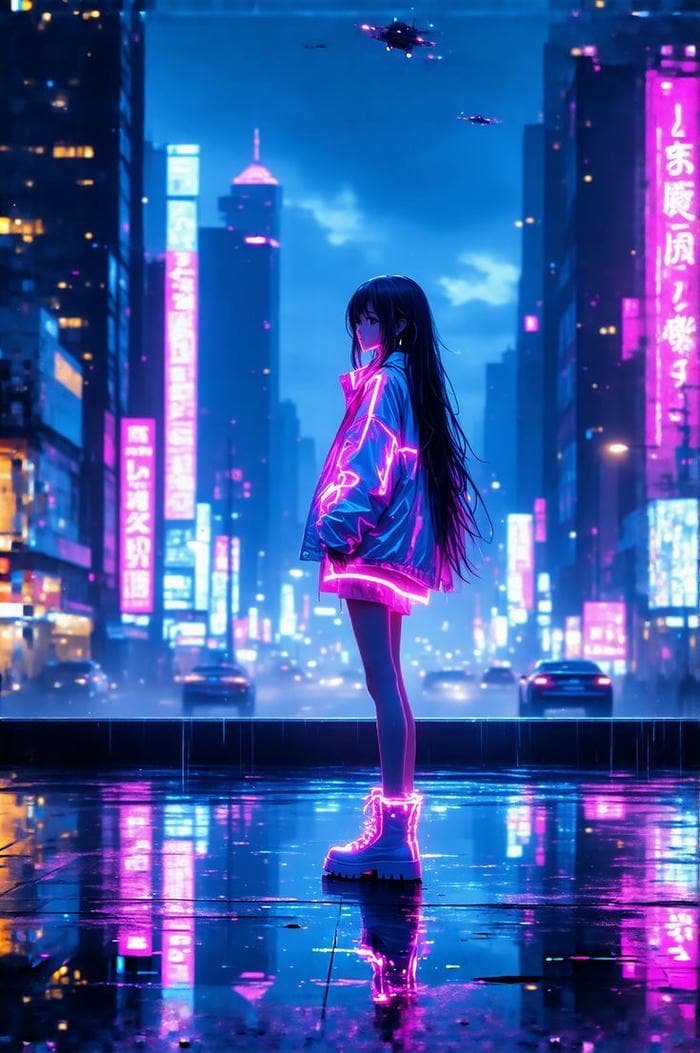 ánh sáng neon anime cực kỳ cuốn