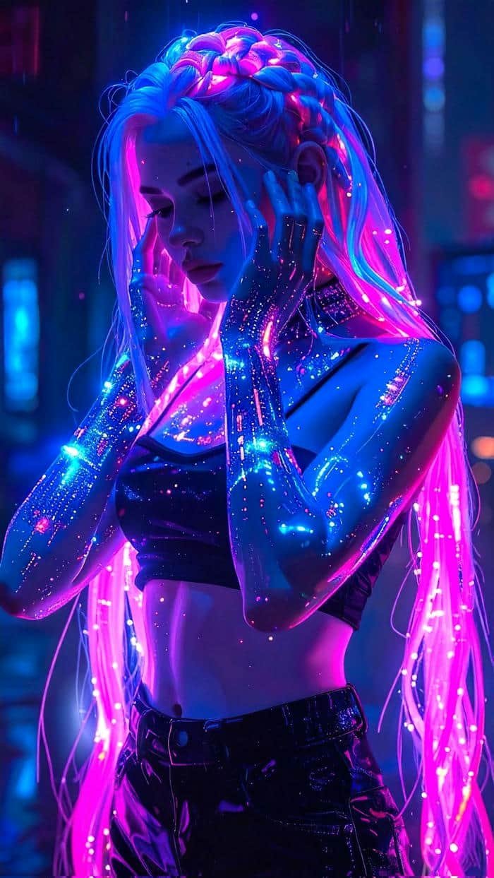 ánh sáng neon anime đơn giản bắt mắt