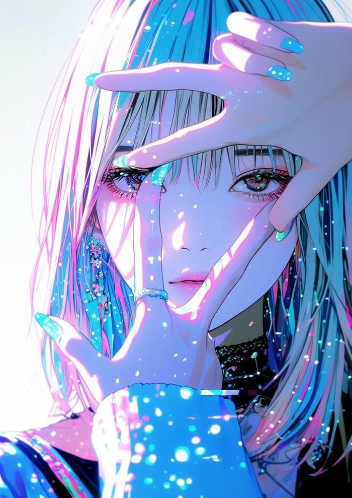 ánh sáng neon anime rực rỡ hiện đại