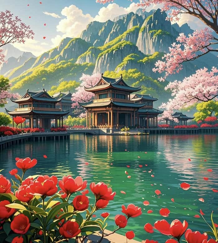 ảnh sơn thủy phong thủy khai lộc