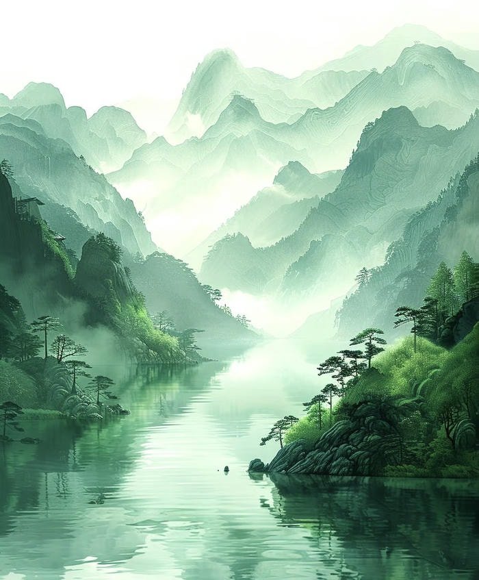 ảnh sơn thủy phong thủy may mắn