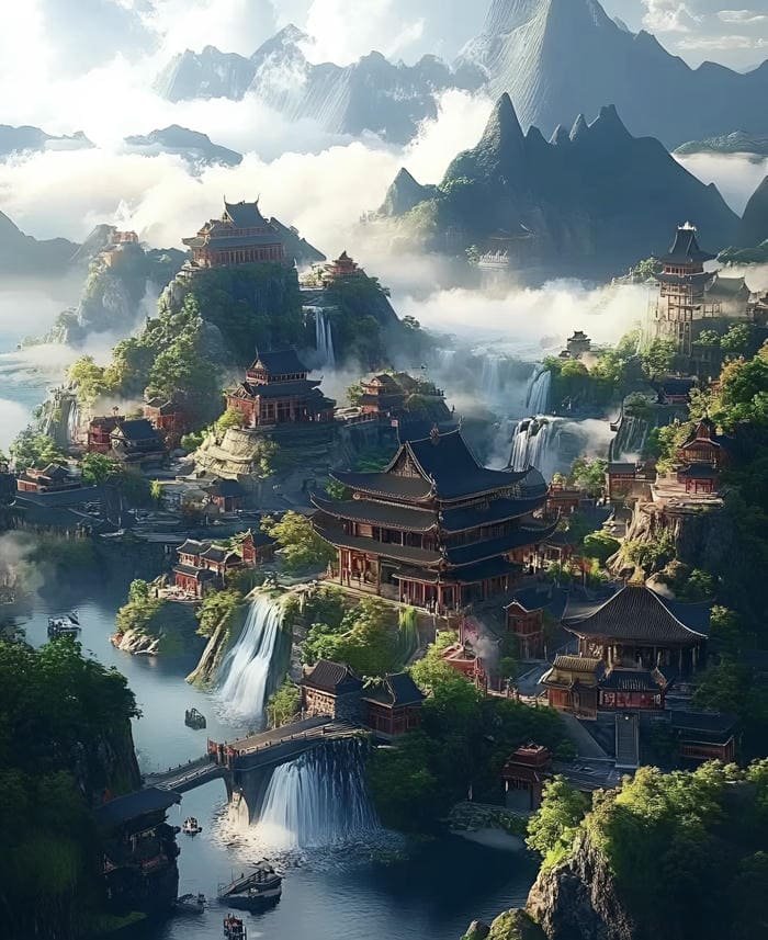 ảnh sơn thủy phong thủy tụ phúc