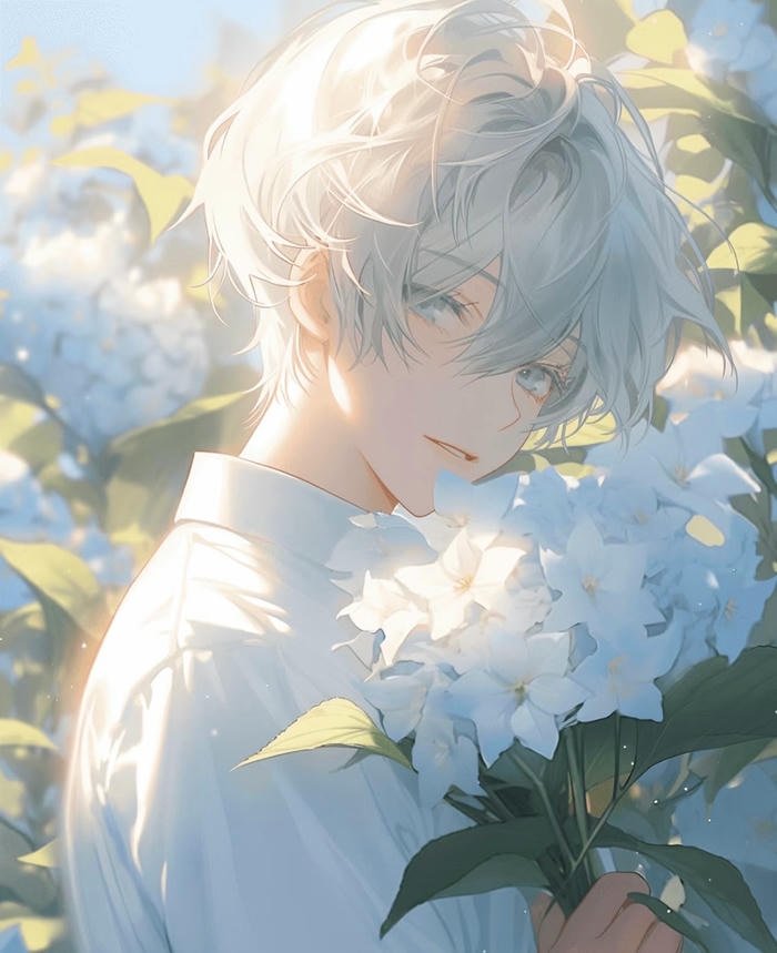 anime boy tóc trắng cool tạo hình đầy cuốn hút