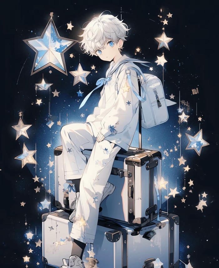 anime boy tóc trắng cool thần thái cực chất