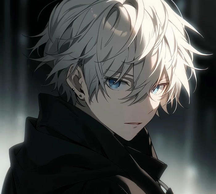 anime boy tóc trắng cool thần thái lạnh lùng