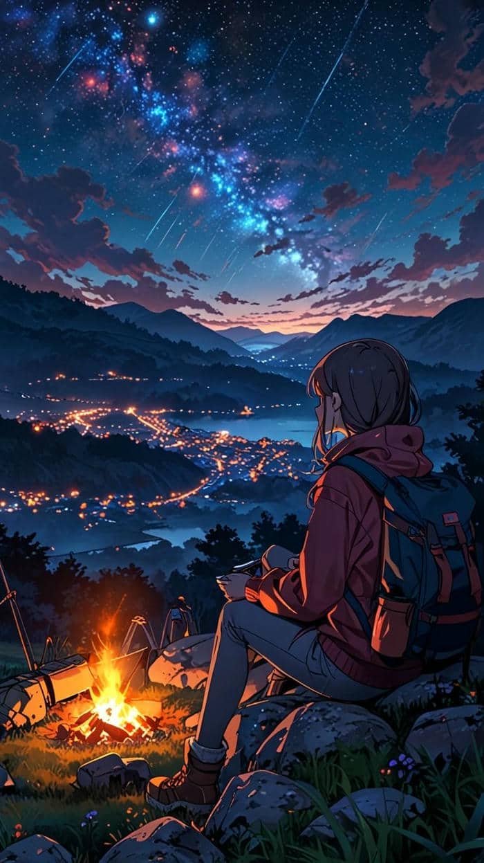 anime chill buổi tối ánh đêm sâu