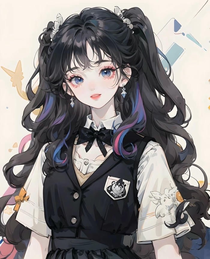 anime girl tóc đen dịu dàng vẻ đẹp thu hút
