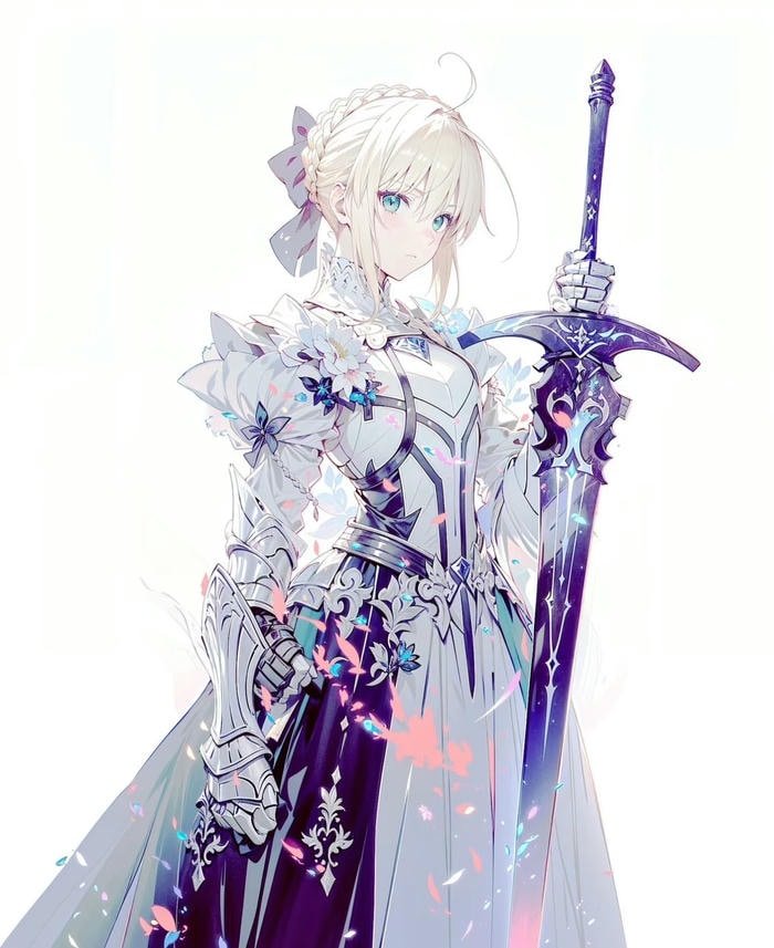 anime hiệp sĩ ánh sáng đeo áo choàng trắng