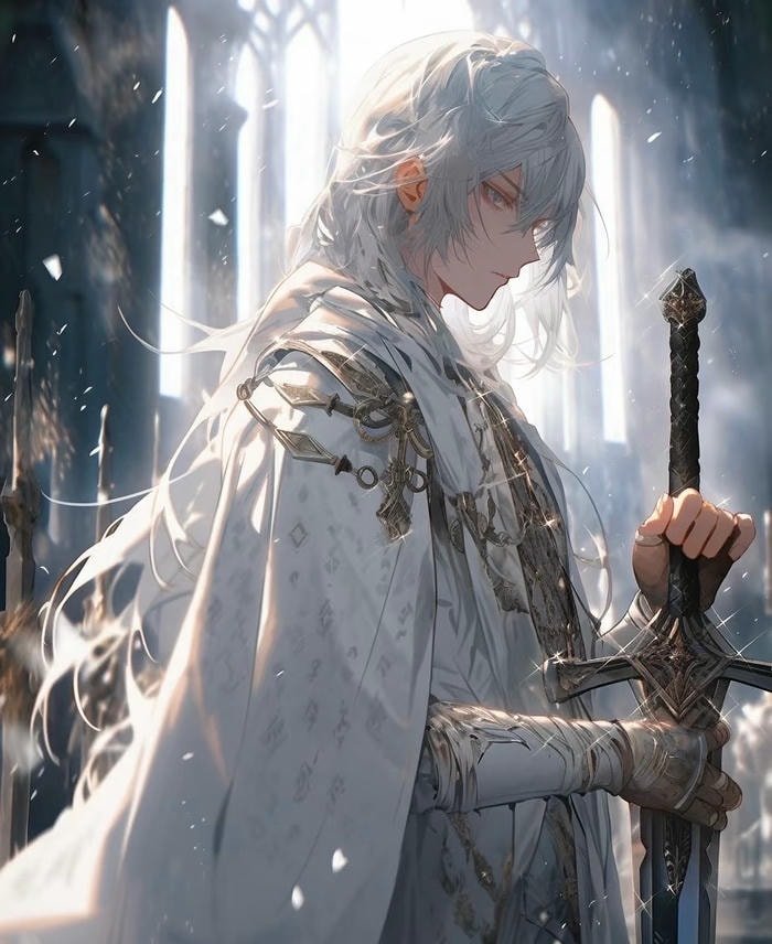 anime hiệp sĩ ánh sáng mặc giáp trắng