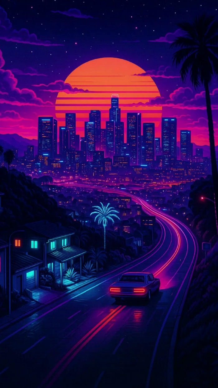 background neon city cyberpunk