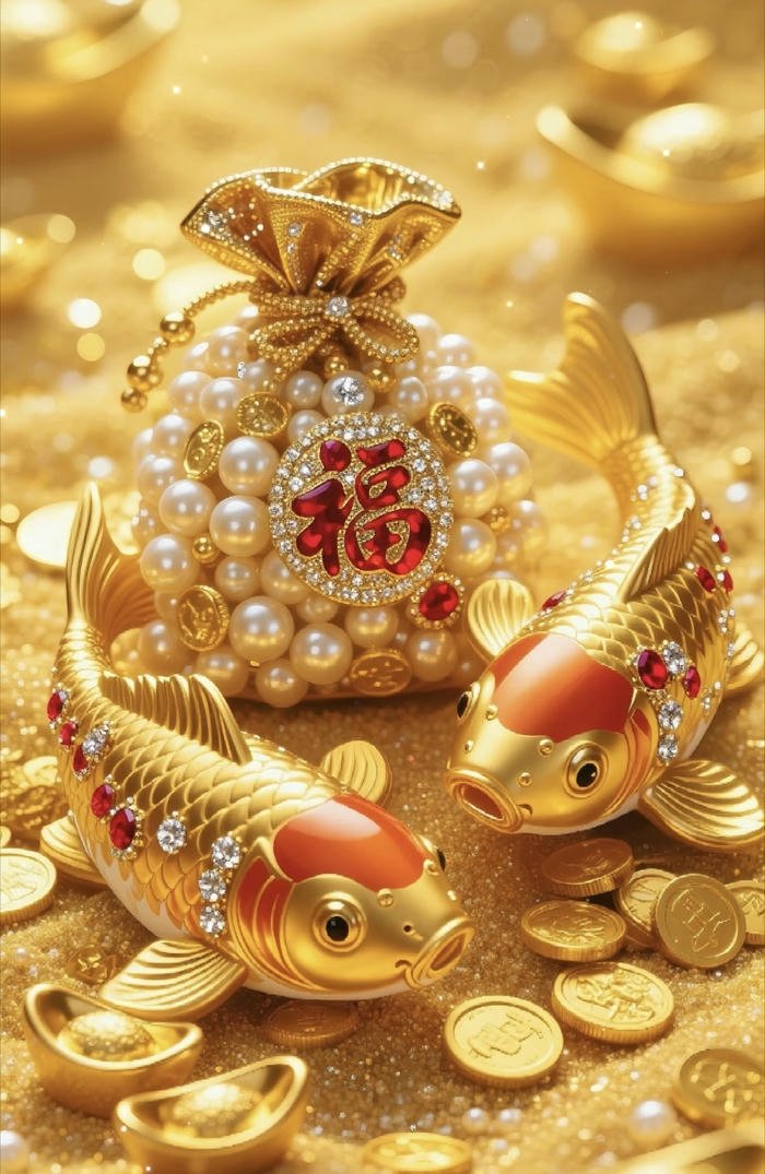 bộ tranh cá chép vàng chiêu tài