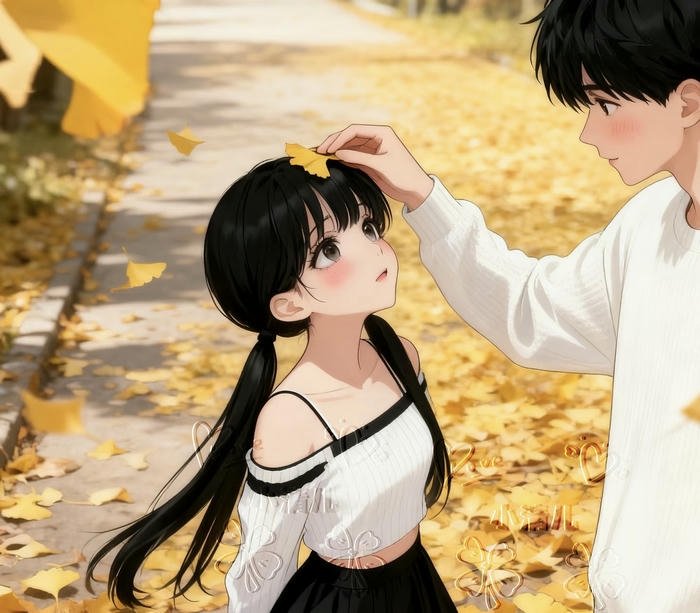 bối cảnh cặp anime lá vàng bay