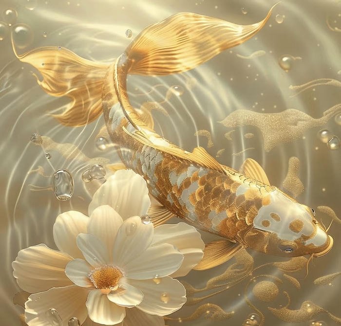 bức minh họa cá chép vàng đẹp sang
