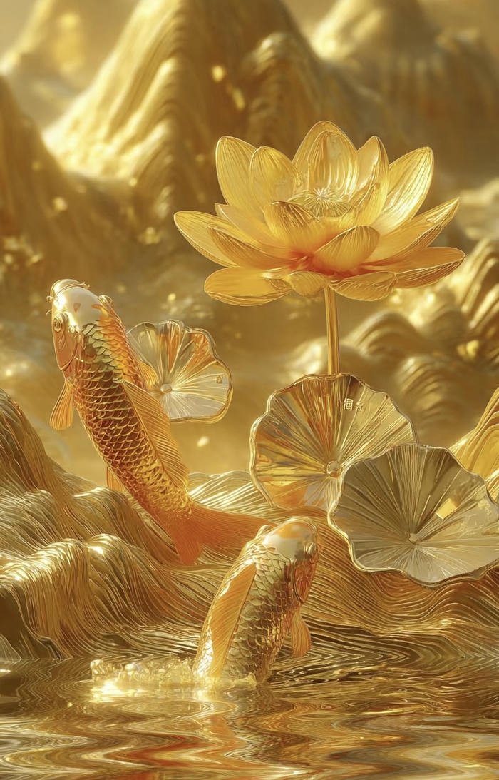 bức tranh tượng trưng cá chép vàng
