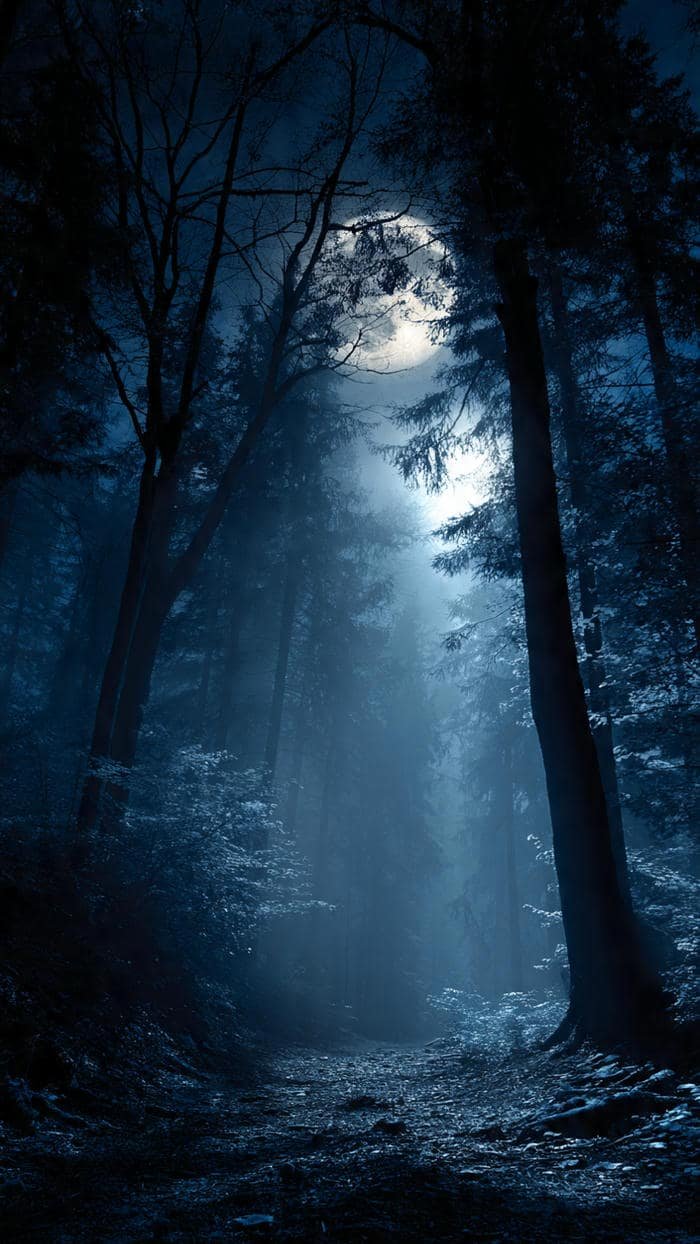 cảnh trăng đêm rừng sâu