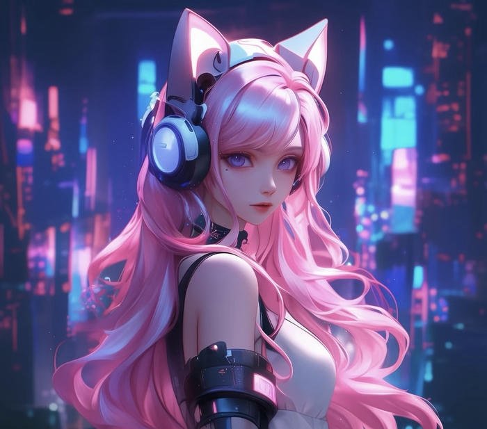 hình ảnh anime ánh sáng neon nổi bật