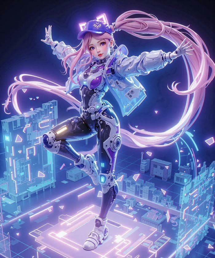 hình ảnh anime ánh sáng neon tinh tế