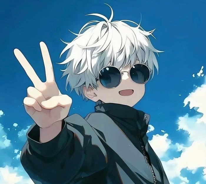 hình ảnh anime boy tóc trắng cool dáng ngồi cực ngầu