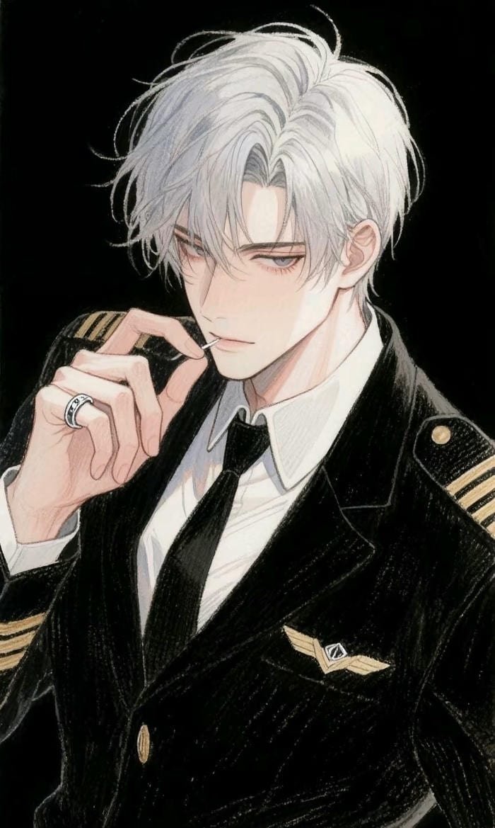 hình ảnh anime boy tóc trắng cool đôi mắt hút hồn