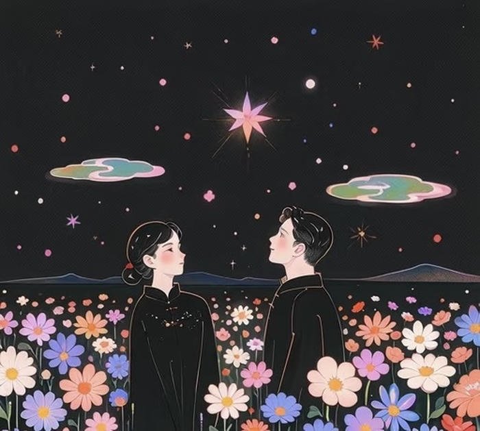 hình ảnh anime đôi lãng mạn ngồi trò chuyện