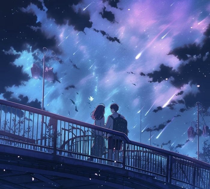 hình ảnh anime đôi lãng mạn ôm nhau nhẹ