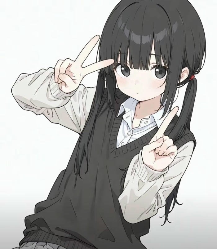 hình ảnh anime girl tóc đen dịu dàng phong thái nhẹ nhàng