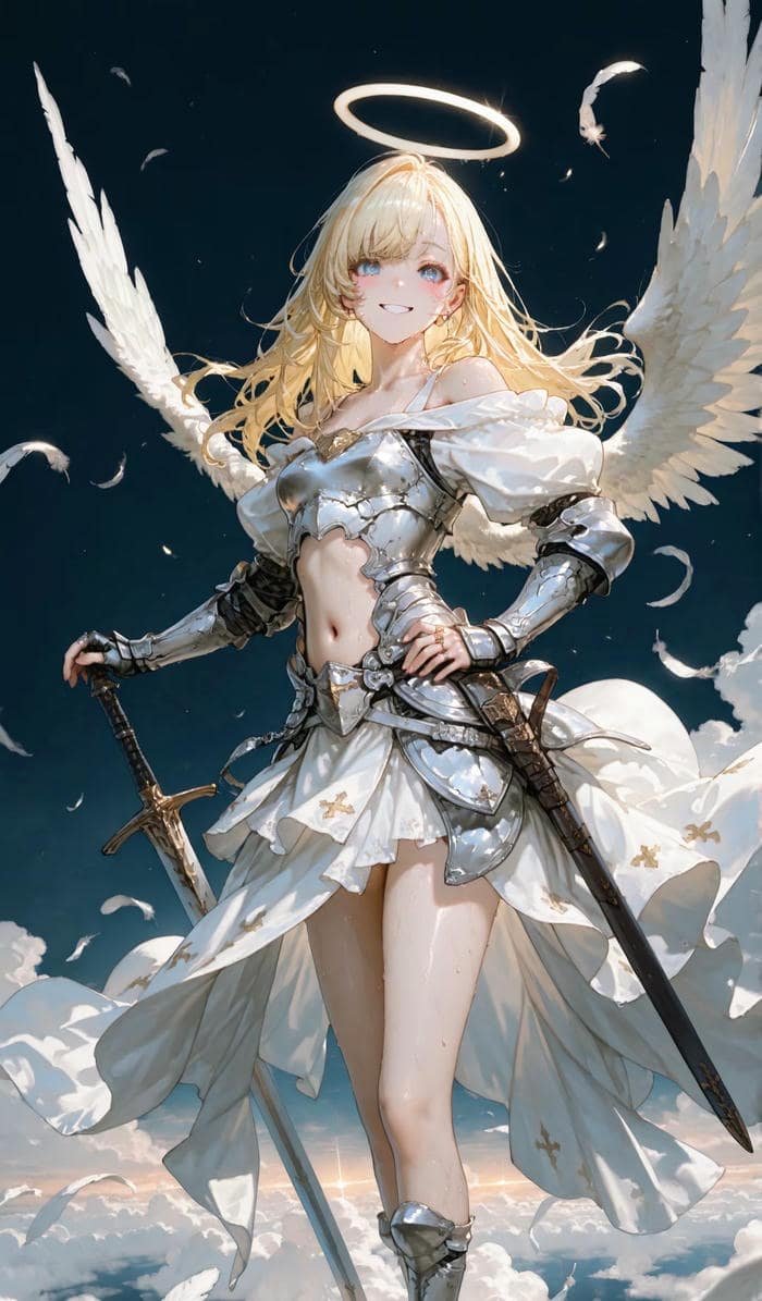 hình ảnh anime hiệp sĩ ánh sáng giáp bạc lấp lánh