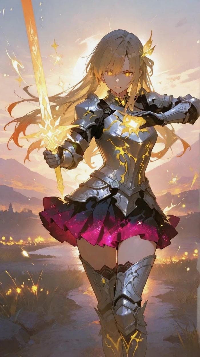 hình ảnh anime hiệp sĩ ánh sáng kiếm nhát sáng