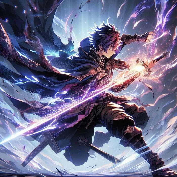 hình ảnh anime hiệp sĩ ánh sáng mạnh mẽ và dũng cảm