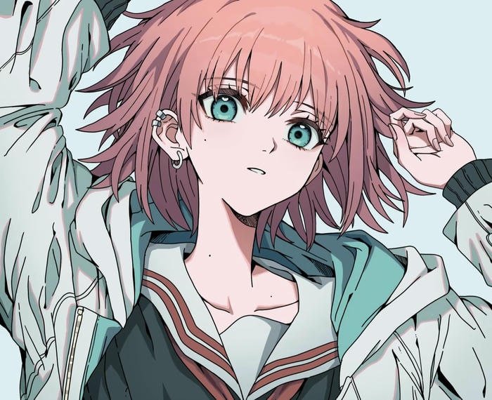 hình ảnh anime học sinh ngầu khi khẽ liếc sang một phía