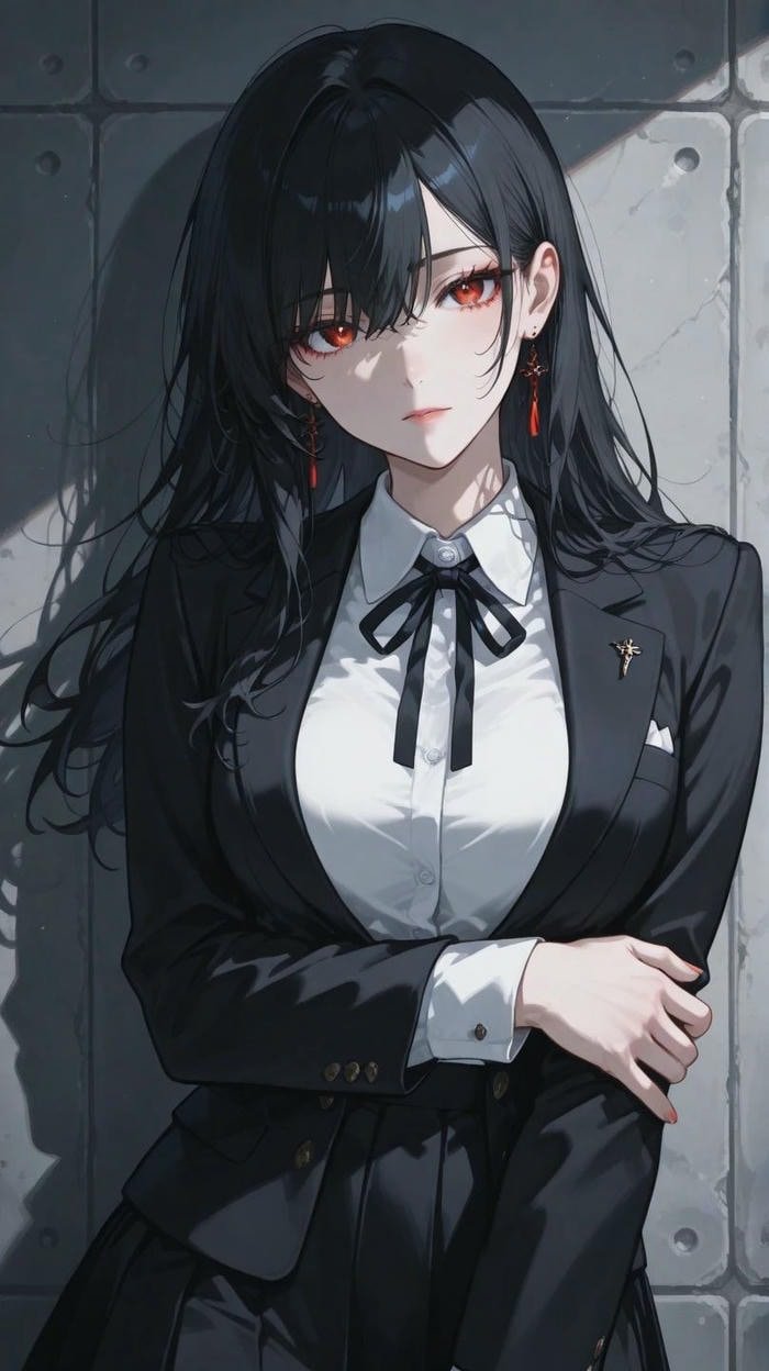 hình ảnh anime học sinh ngầu khoanh tay dựa tường lạnh_