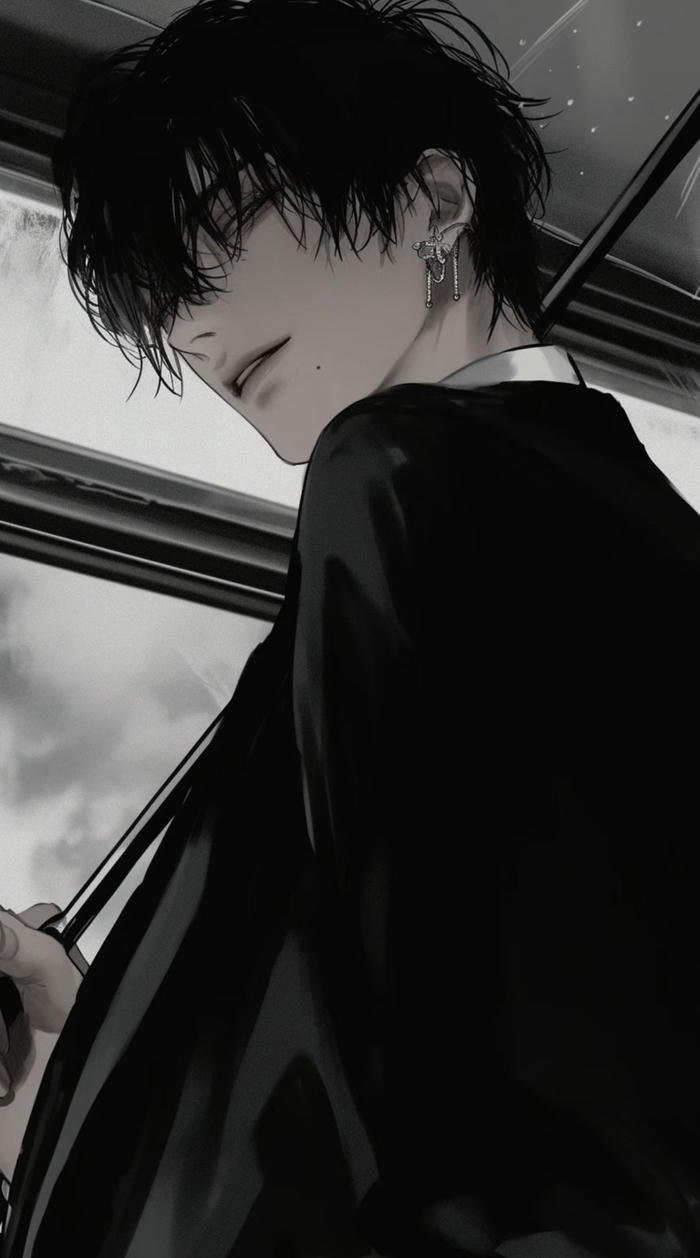 hình ảnh anime nam lạnh lùng ngầu cúi đầu nhìn xuống