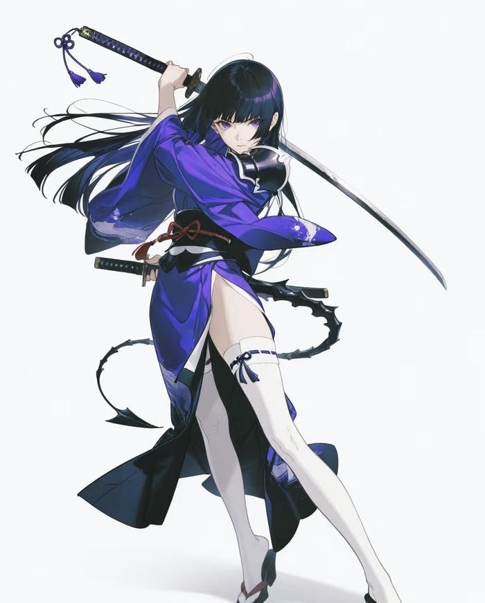 hình ảnh anime nữ kiếm sĩ lạnh lùng tập trung sâu