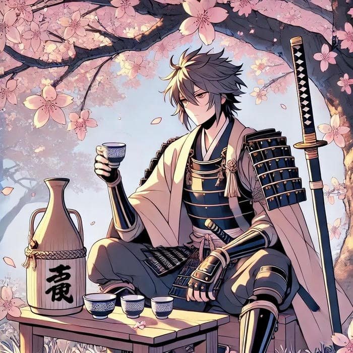 hình ảnh anime samurai cổ điển khoác áo truyền thống