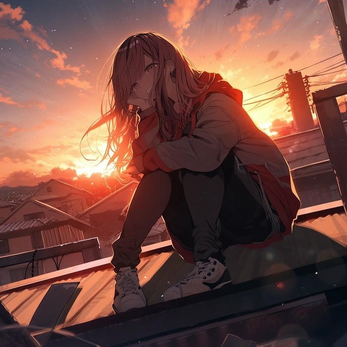 hình ảnh anime thần sắc cô đơn mờ nhòe