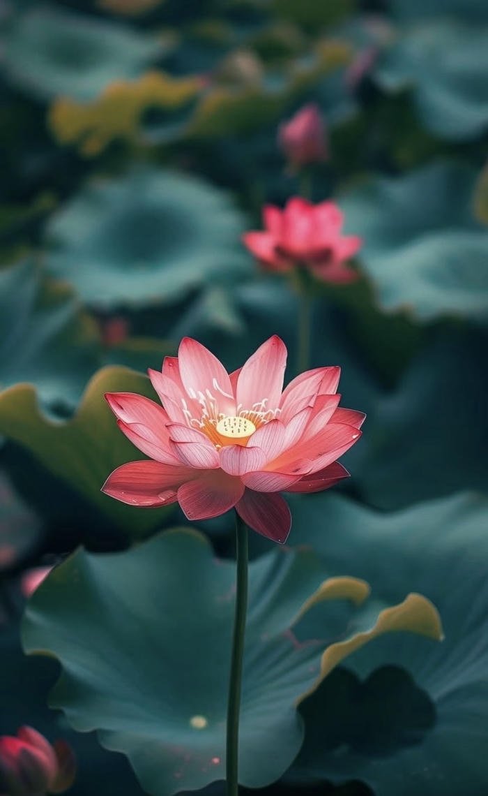 hình ảnh phong thuỷ sen nở an yên trang nhã