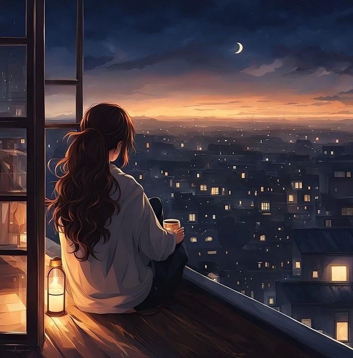 hình anime ánh mắt cô đơn đầy khoảng trống