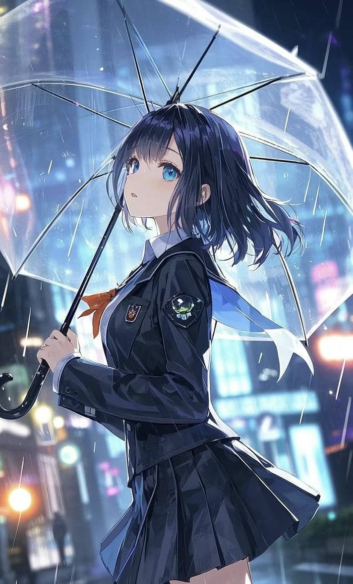 hình anime ánh sáng neon nhẹ nhàng